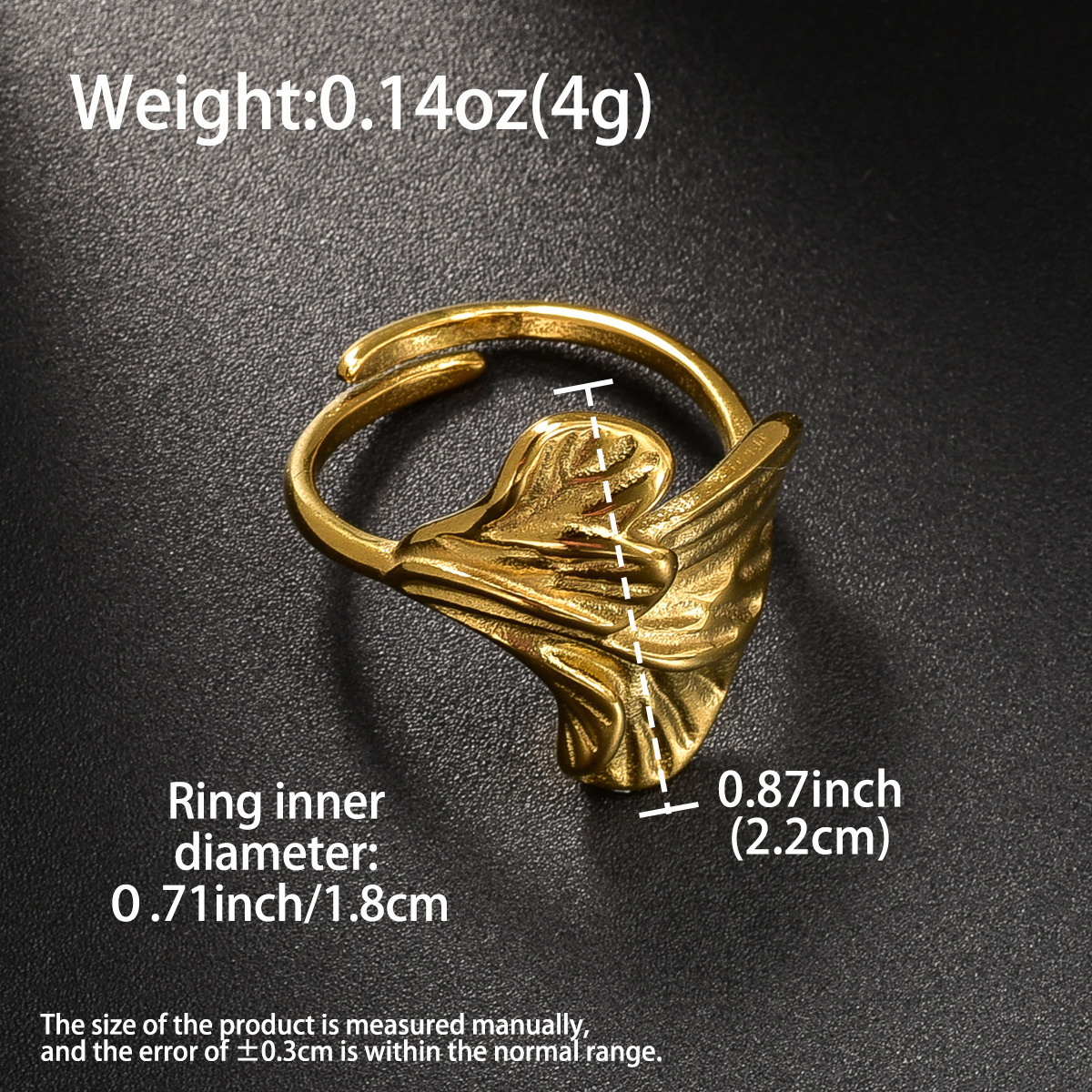 Stainless Steel Ginkgo Leaf Ring - Geometric Party Gift